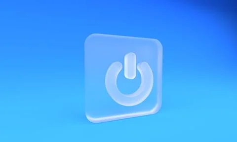Frosted glass Power button icon isolated on blue background. Start sign. Sq.. Stock Illustration