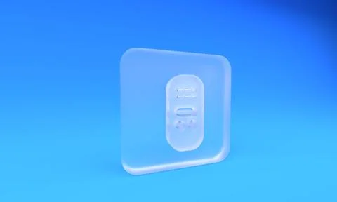 Frosted glass Remote control icon isolated on blue background. Square frost.. Illustrazione stock