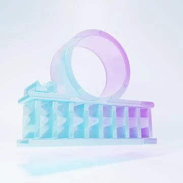 Frosted glass Roller coaster icon isolated on white background. Amusement p.. 스톡 일러스트