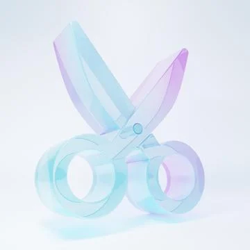 Frosted glass Scissors icon isolated on white background. Cutting tool sign.. Stock Illustration