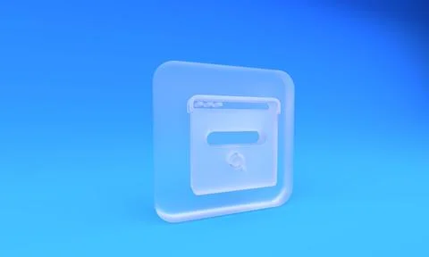 Frosted glass Search engine icon isolated on blue background. Square froste.. Stock Illustration