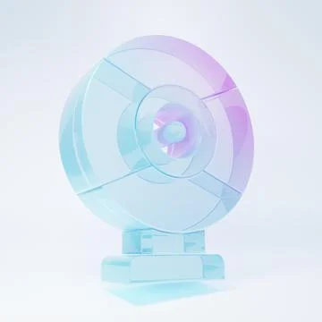 Frosted glass Security camera icon isolated on white background. Minimalism.. Illustrazione stock