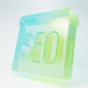 Frosted glass SEO optimization icon isolated on white background. Minimalis.. Stock Illustration