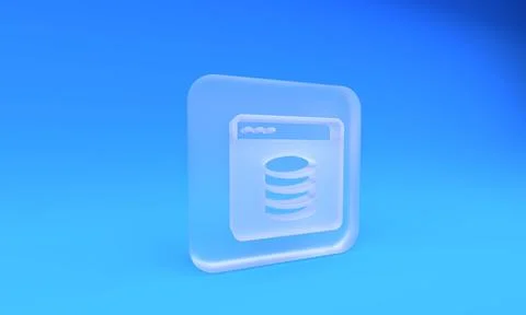 Frosted glass Server, Data, Web Hosting icon isolated on blue background. S.. Stock Illustration