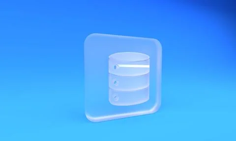 Frosted glass Server, Data, Web Hosting icon isolated on blue background. S.. イラスト素材