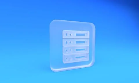 Frosted glass Server, Data, Web Hosting icon isolated on blue background. S.. Stock Illustration