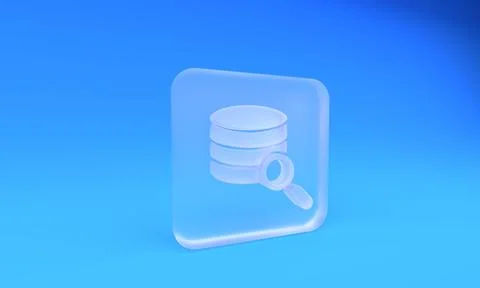 Frosted glass Server, Data, Web Hosting icon isolated on blue background. S.. Illustrazione stock