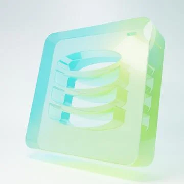 Frosted glass Server, Data, Web Hosting icon isolated on white background. .. Illustrazione stock