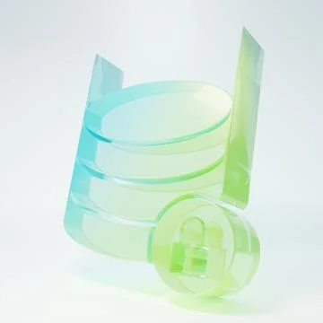 Frosted glass Server security with closed padlock icon isolated on white ba.. Stock Illustration