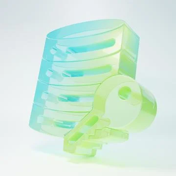 Frosted glass Server security with key icon isolated on white background. S.. Stock Illustration