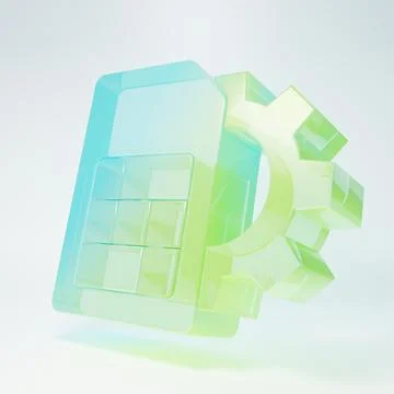 Frosted glass Sim card setting icon isolated on white background. Mobile ce.. イラスト素材