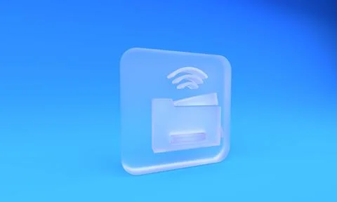 Frosted glass Smart printer system icon isolated on blue background. Intern.. Stock Illustration