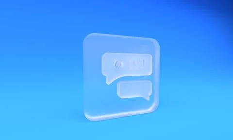 Frosted glass Speech bubble chat about baseball game icon isolated on blue .. Stock Illustration