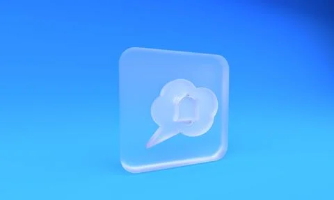 Frosted glass Speech bubble with chat notification icon isolated on blue ba.. Stock Illustration