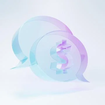 Frosted glass Speech bubble with dollar icon isolated on white background. .. Stock Illustration