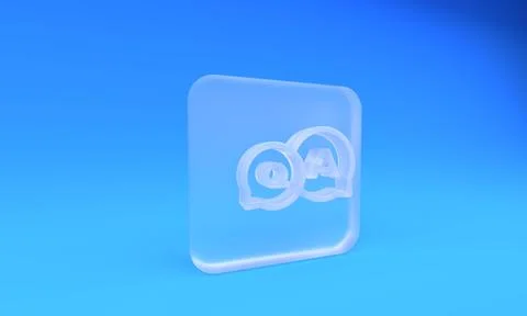 Frosted glass Speech bubbles with Question and Answer icon isolated on blue.. Stock Illustration