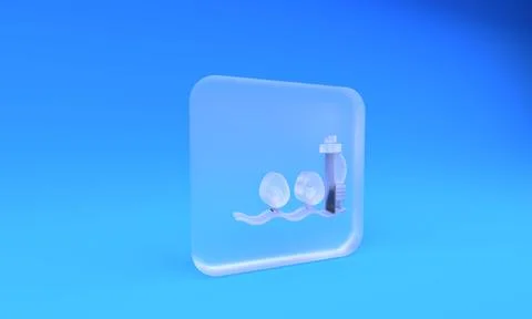 Frosted glass Standalone sensor and plant icon isolated on blue background... Illustrazione stock
