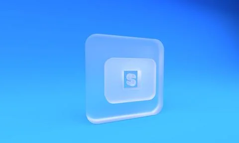 Frosted glass Stop media button icon isolated on blue background. Square fr.. Stock Illustration