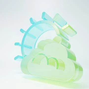 Frosted glass Sun and cloud weather icon isolated on white background. Mini.. 库存插图