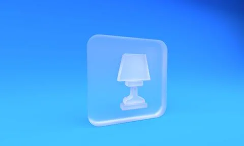 Frosted glass Table lamp icon isolated on blue background. Square frosted g.. Illustrazione stock