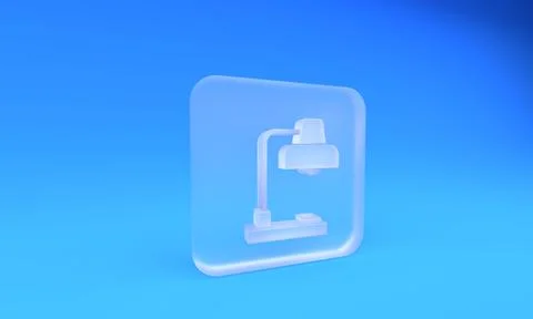 Frosted glass Table lamp icon isolated on blue background. Desk lamp. Squar.. Stock Illustration