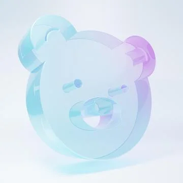 Frosted glass Teddy bear plush toy icon isolated on white background. Minim.. Stock Illustration