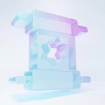 Frosted glass Torah scroll icon isolated on white background. Jewish Torah .. Stock Illustration