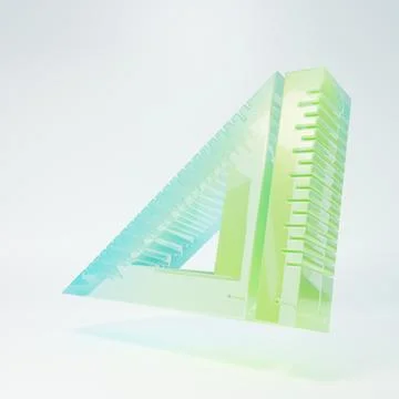 Frosted glass Triangular ruler icon isolated on white background. Straighte.. Illustrazione stock