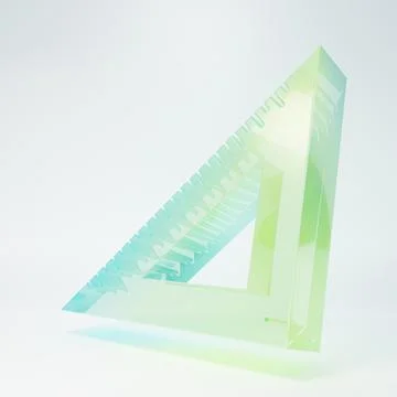 Frosted glass Triangular ruler icon isolated on white background. Straighte.. Illustrazione stock