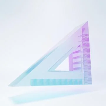 Frosted glass Triangular ruler icon isolated on white background. Straighte.. Illustrazione stock