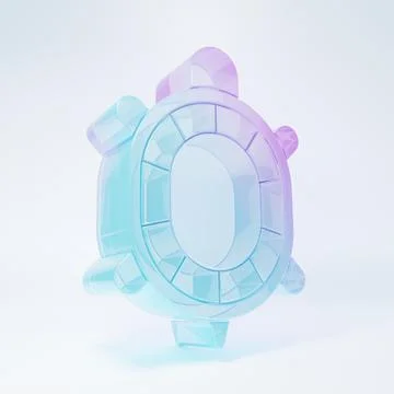 Frosted glass Turtle icon isolated on white background. Minimalism concept... Illustrazione stock