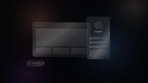 Frosted glass UI on a dark background with subtle bokeh lights abstract blu.. 動画素材 336365103