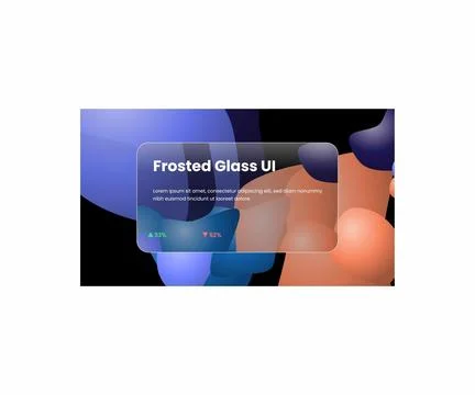 Frosted glass UI template on abstract background. Glassmorphism card overla.. Illustrazione stock