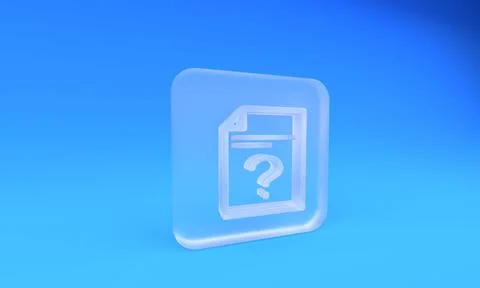 Frosted glass Unknown document icon isolated on blue background. File with .. Stock Photos