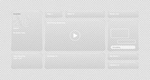 Frosted Glass Video Player Interface Vector Mockup 库存插图