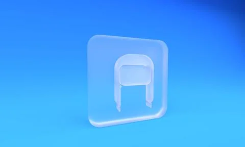 Frosted glass Winter hat with ear flaps icon isolated on blue background. S.. Stock Illustration