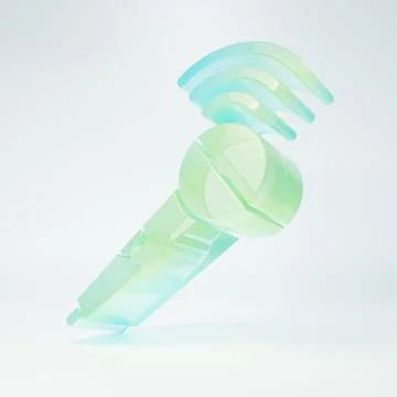 Frosted glass Wireless microphone icon isolated on white background. On air.. Stock Illustration