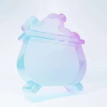 Frosted glass Witch cauldron icon isolated on white background. Happy Hallo.. Stock Illustration