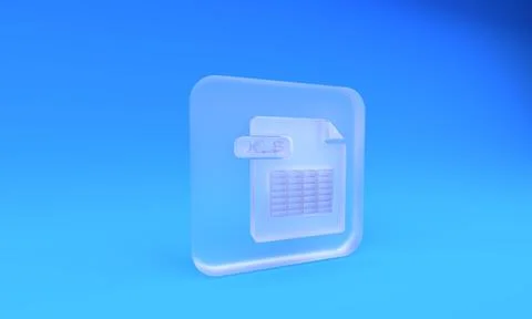 Frosted glass XLS file document. Download xls button icon isolated on blue .. Stock Illustration