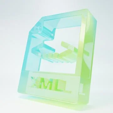 Frosted glass XML file document. Download xml button icon isolated on white.. Stock Illustration