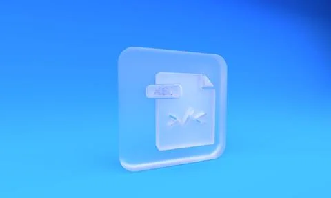 Frosted glass XSL file document. Download xsl button icon isolated on blue .. Stock Illustration