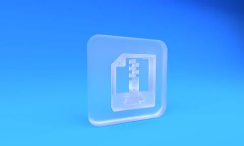 Frosted glass ZIP file document. Download zip button icon isolated on blue .. Stockillustratie