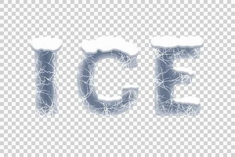 Frosted ice letters with snow caps for winter-themed design Stock Illustration