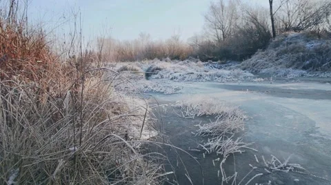 Frosted lake Stock Footage 45990621