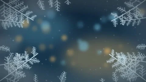 Frosted Window Bokeh Animation Winter Snowfall Effect Soft Blue and Gold Lights Stock Footage 345939799