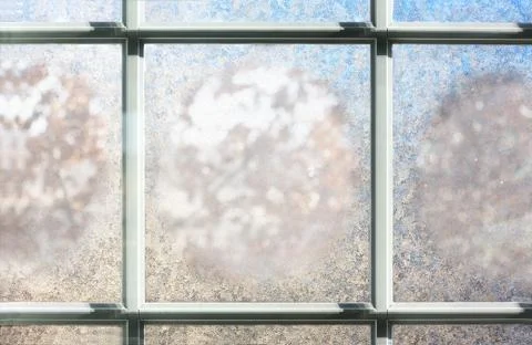 Frosted winter window glass background Stock Photos