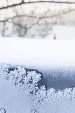 Frosted winter window Stock Photos