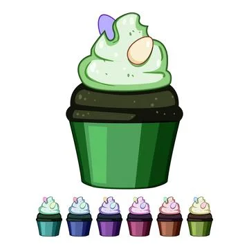Frosting easter cupcake cartoon vector graphic Stock Illustration