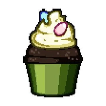 Frosting easter cupcake pixel art vector illustration Illustrazione stock