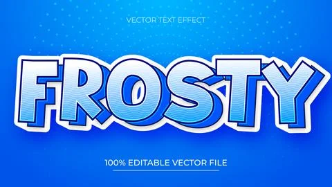 Frosty 3D editable text effect template with Snowy Winter Style Illustrazione stock